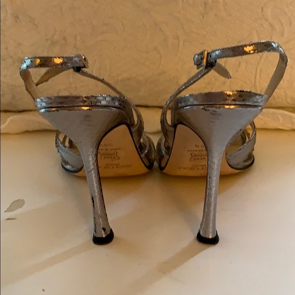 Jimmy Choo Silver Snakeskin Strappy Sandals 39.5 - Picture 4 of 6